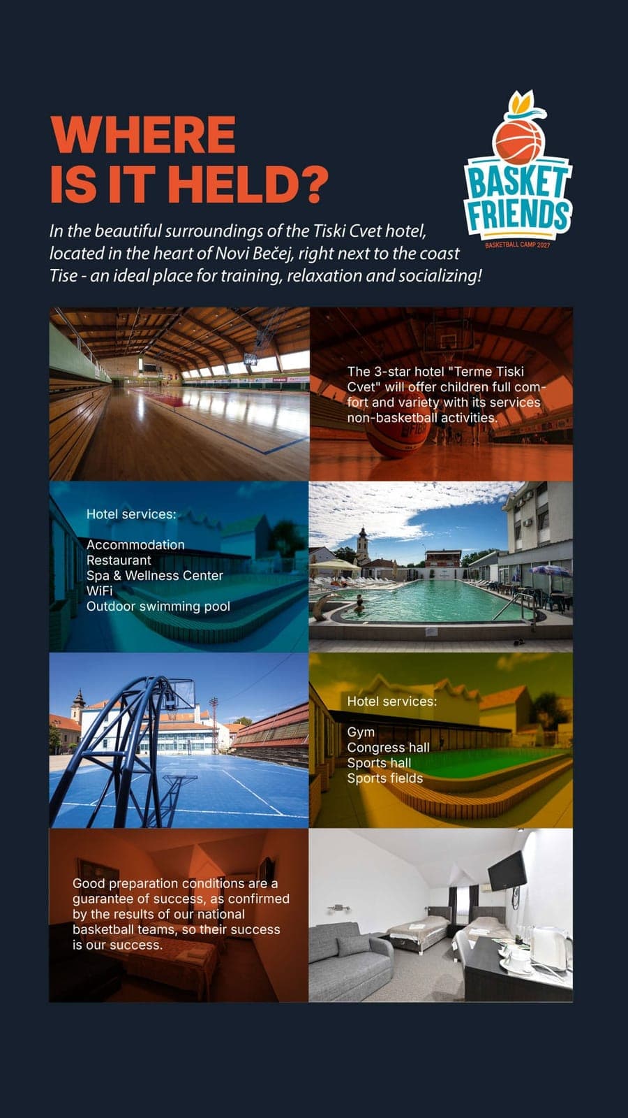 Hotel Terme Tiski Cvet facilities: pool, sports hall and rooms