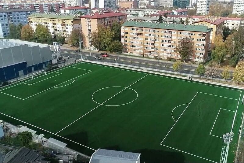 Aerial view of the full-size artificial turf pitch